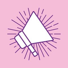 megaphone icon over pink background, colorful line design. vector illustration