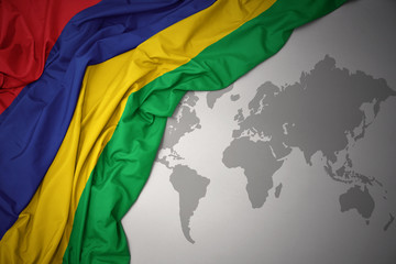waving colorful national flag of mauritius.