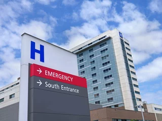 Fotobehang direction sign with capital letter H for hospital © Spiroview Inc.