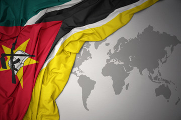 waving colorful national flag of mozambique.