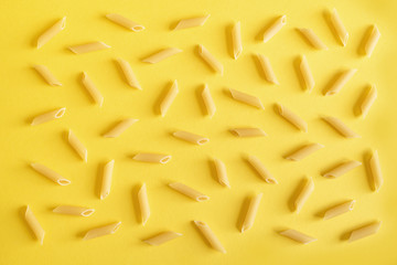 Penne Pasta on yellow