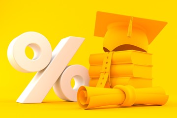 Education background with percent symbol