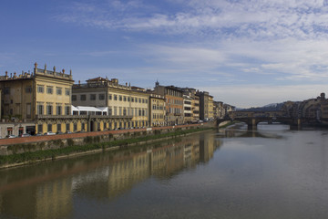 Florence cityscape on Arno river at day time, Italy