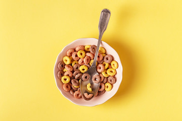 Healthy breakfast with colored grain rings