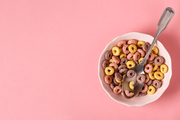Healthy breakfast with colored grain rings