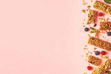 Cereal bars on a bright pastel background