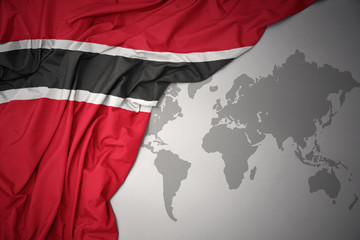 waving colorful national flag of trinidad and tobago.