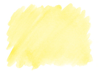Yellow watercolor background with a pronounced texture of paper for decorating design products and printing.