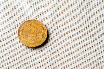 3 kopecks in 1931 on a white cloth background