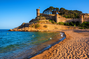 Tossa de Mar, sand beach and Old Town walls, Catalonia, Spain © Boris Stroujko