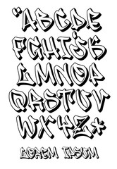 Graffiti font 3D- Hand written - Vector alphabet - obrazy, fototapety, plakaty
