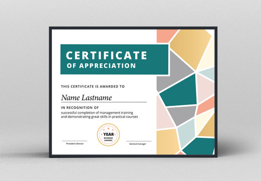 Award Certificate Layout with Abstract Accents