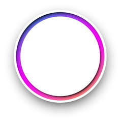 White round background template with colorful frame.