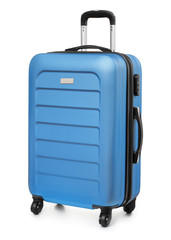 Blue plastic suitcase