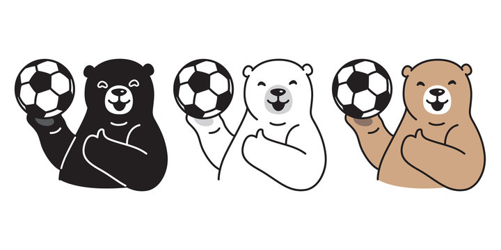 Bear soccer ball vector football polar Bear logo icon illustration character