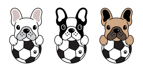 Obraz premium dog vector french bulldog icon logo cartoon soccer football fifa illustration symbol
