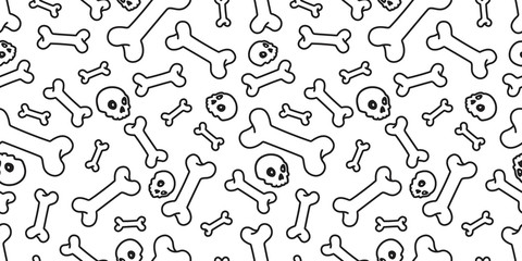Obraz premium skull bone seamless pattern halloween vector skeleton ghost isolated halloween background wallpaper