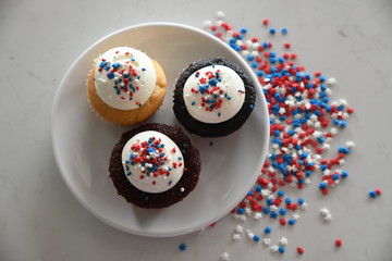 Three patriotic cupcakes