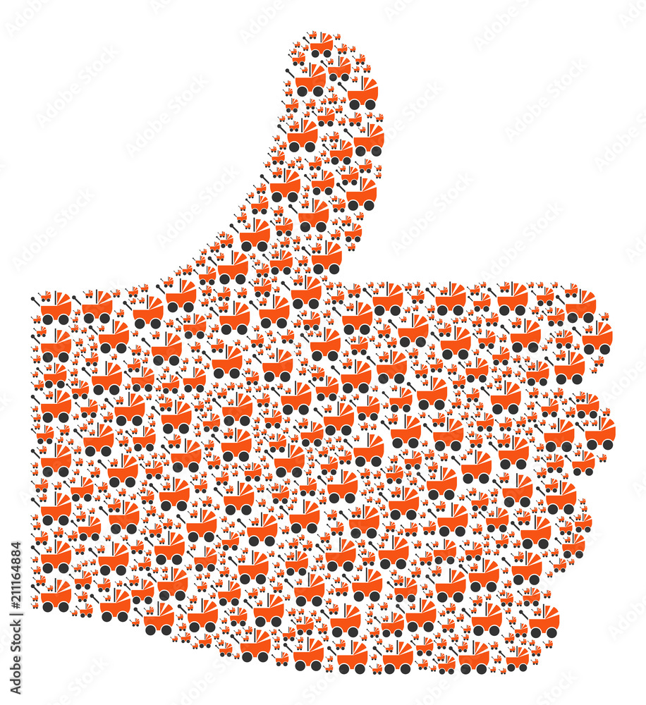 Poster good solution composition composed with baby carriage icons in various sizes. abstract vector thumb 