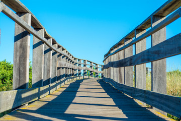 Wooden catwalk on the beach