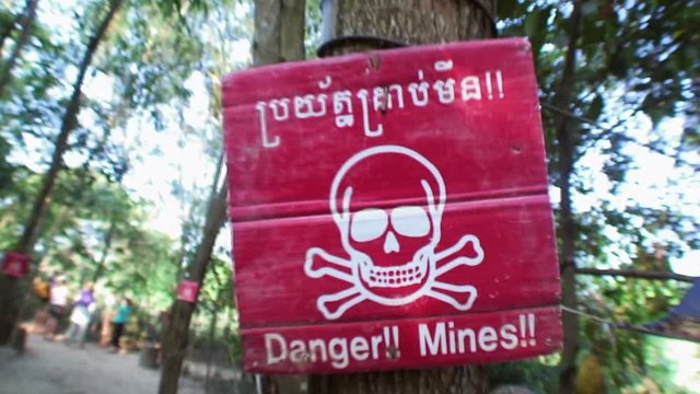 Sign Warning About Mines