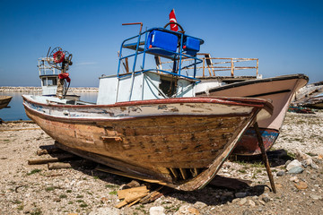 Old Fishing Boat Abandoned on the Shore