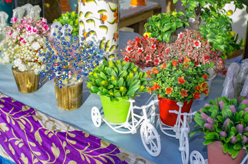 Fake flowers and decoration items on sale