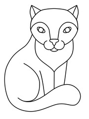 Cat. Sitting cat, line drawing for coloring. A stylized animal of the cat family. A cat is a character.