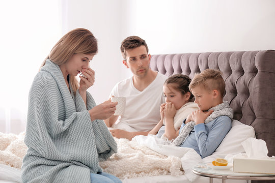 Whole family suffering from cold at home