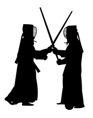 Two kendo fighters fighting