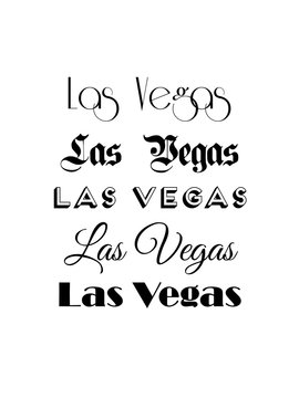 Las Vegas City Text Isolated On White For Calligraphy Lettering Vector Print Template