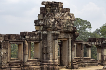 Ancient temple in Angkor Wat. Baphuon temple upper level gallery. Buddhist or hindu temple.