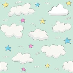 Cute baby cloud pattern vector seamless