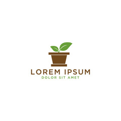 Plant pot logo design template