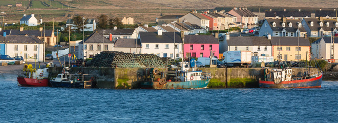 old harbour with vessels, West Ireland Atlantic coast, Ring of Kerry route