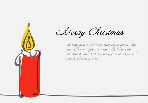 Christmas Card Layout with Candle Illustration