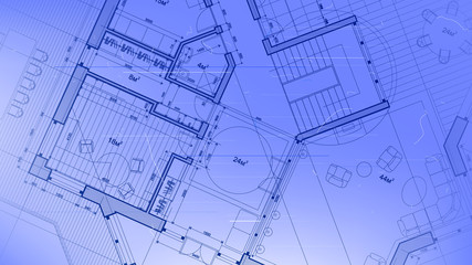 vector architectural plan - abstract architectural blueprint of a modern residential building / technology, industry, business concept illustration: real estate, building, construction & architecture