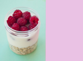 Granola with rasberry.