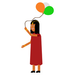 Indian girl holding balloons