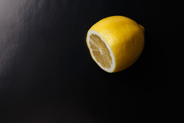 lemon on black background