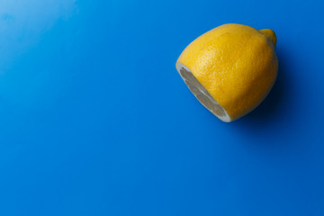 lemon on blue background
