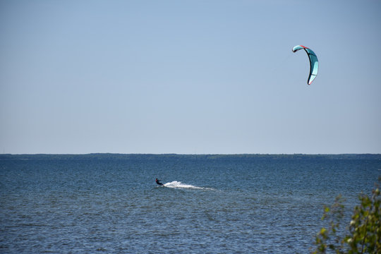Kite surfer in action
