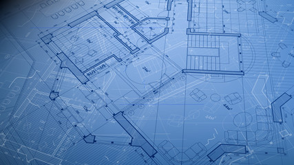 vector architectural plan - abstract architectural blueprint of a modern residential building / technology, industry, business concept illustration: real estate, building, construction & architecture