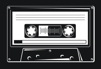 Black and white audio cassette icon