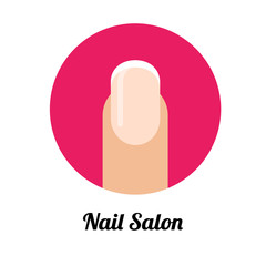 Nail polished finger with french manicure in flat circle