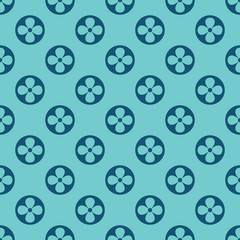 Vector seamless pattern with flowers in circle shapes