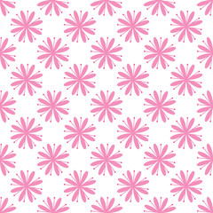 Seamless vector pattern with pink flowers on white background