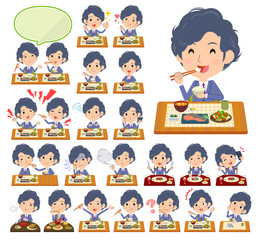 blue suit perm hair men_Meal