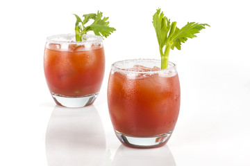 Twin Clamato cocktail glasses