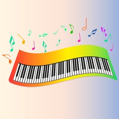 Piano, notes, vector
